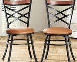 Two Comfortable Mid-Century Upholstered Swivel Dining Room Chairs With Faux - $116.96