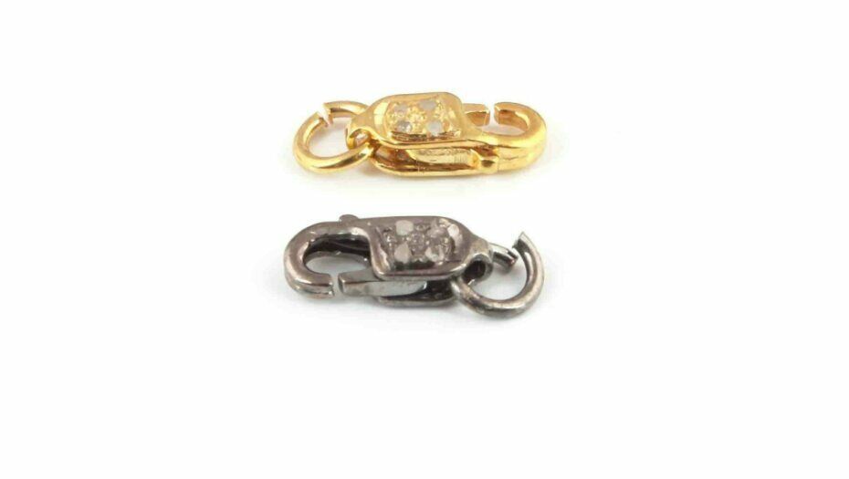 2Pc Antique Finish Pave Diamond Lobster Lock Clasp Findings Jewelry Clap... - $42.97