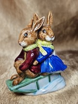 Royal Doulton Billie &amp; Buntie  Bunnykins Sleigh Ride Figurine DB4 Vintag... - $33.06