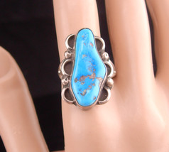 Large sleeping beauty turquoise Ring / Vintage sterling silver / Size 8 1/2 / Wo - £129.96 GBP