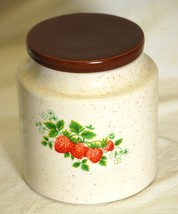 Stamped Biscuit Cookie Jar Canister Strawberry Designs - $36.62
