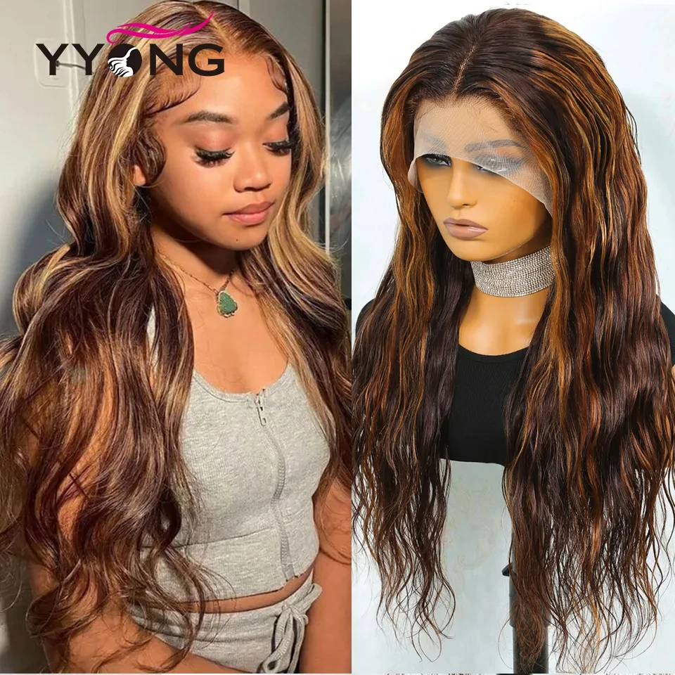 YYong Highlight Loose Water #3/33 Human Hair Lace Front Wigs 13x4  HD - £67.86 GBP+