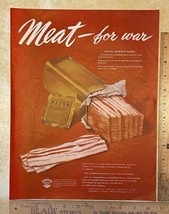 Vintage Print Ad Meat for War Canned Bacon Overseas Sliced Chicago 13.5&quot;... - £13.03 GBP