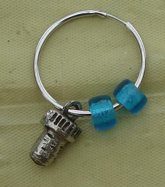 Very Cute Pewter Figural Wine Glass Charm - VGC - SUPER CUTE LITTLE CORK... - $3.95