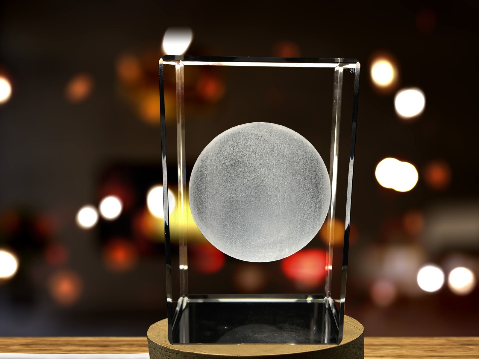 LED Base included | Pluto 3D Engraved Crystal Novelty Decor