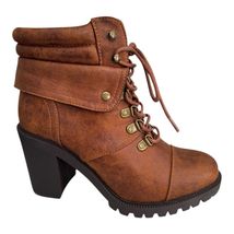 Torrid Women’s 8.5W Wide Lace Up Hiker Boot Brown Chunky Biker Y2K LZ999... - $47.49