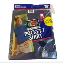 New 1998 Fruit Of The Loom 1 Pocket T-Shirt Cotton Navy Blue Men&#39;s Xl Imperfect - £9.42 GBP