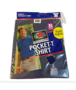 NEW 1998 Fruit of The Loom 1 Pocket T-Shirt Cotton Navy Blue Men&#39;s XL IM... - £9.38 GBP