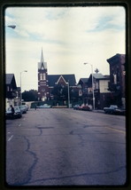 1973 New Glarus WI, Street 1st St facing 5th Ave 7up Sign Blatz Beer Color Slide - £1.94 GBP