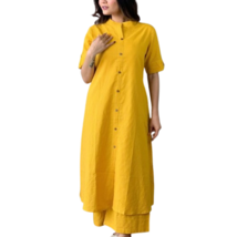 Trendy Womens Yellow Rayon  A-Line Kurta / Kurti / Tunic With Palazzo Pants - $39.99