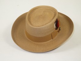 Men Bruno Capelo Braid Straw Style Spring Hat Wide Brim GAMBLER GAMS206 Tan image 2