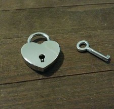 Heart Lock and Key Pendant Real Lock Key To My Heart Steampunk Findings Padlock - £5.45 GBP
