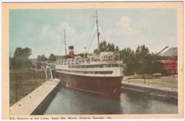 Postcard SS Norinic At The Locks Sault Ste Marie Ontario - £3.08 GBP