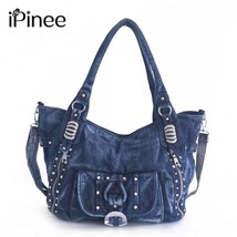 iPinee High Quality Denim Women Handbag Casual Large Capacity Hobos Bag Hot Sell - £62.90 GBP