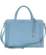 Italian Made Dusty Blue Leather Large Tote Bag with Front Pocket By MAP ... - $6,815.23 MXN
