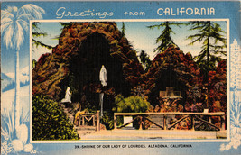 Vtg Postcard California Altadena Shrine of Our Lady of Lourdes Greetings - £4.59 GBP