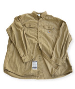 Carhartt FR Long Sleeve Work Shirt Men 2XL Tan Button Up Flame Resistant - $25.63