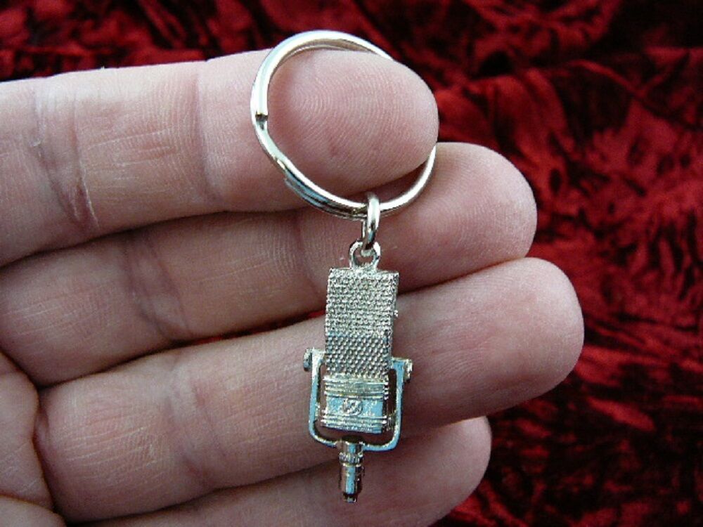 (M-4-F) RCA 44B/BX Microphone KEY CHAIN silver JEWELRY keyring 1930&#39;s st... - $21.41