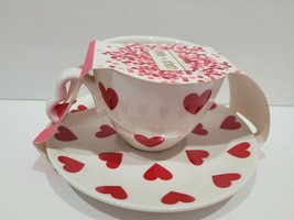 Coco &amp; Lola Valentines Day Red Hearts Tea Cup and Saucer   - £17.35 GBP