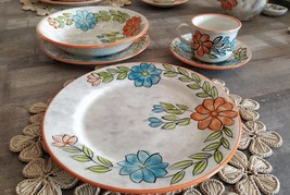 Vintage Pottery Dinner Set 5 Pcs Ceramic 100% Hand Painted  in Carmen de Viboral - £75.28 GBP