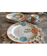 Vintage Pottery Dinner Set 5 Pcs Ceramic 100% Hand Painted  in Carmen de... - £75.66 GBP