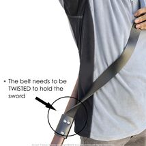 Medieval Baldric Sword Belt Back Hanger Adjustable Frog with Laces Black... - $19.78