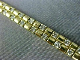 5.10 Ct Round Cut Simulated Diamond 2 Row Square Bracelet 925 Silver Gold Plated - £178.87 GBP