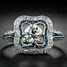 Geometrische Vintage 1.30 Karat Künstlicher Diamant Halo Verlobungsring ... - £91.18 GBP