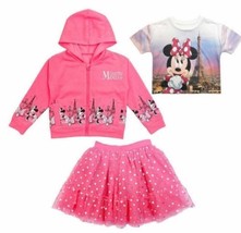 3-Piece Set ~ Disney MINNIE MOUSE™ ~ Pink Hooded Jacket ~ Top ~ Tutu ~ S... - £29.38 GBP