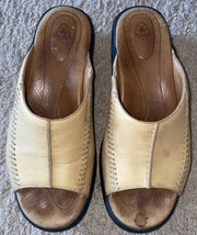 Ariat Women&#39;s Size 7 B Blonde Slide Sandals Tan Leather Open Toe Slip On - £23.56 GBP