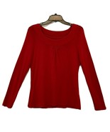 Merona Vintage 90&#39;s Ladies Red Gathered Front Long Sleeve Soft Blouse To... - £11.69 GBP