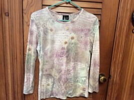 Embellished Soft Multi Colored 3/4 Sleeve Top by New Directions Size L - $5.99
