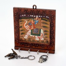 Wooden Carved Hand Painted Key Holder  Keychain Holder For Entrance And ... - £11.83 GBP