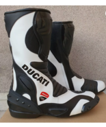 Black Racing Ducati Cowhide Motorbike Leather boots Ce Approved  - $205.15 CAD