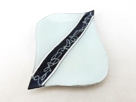 Murano Art Deco Glass Dish, Silver/Black Rectangle, Gemstones, w/Gift Box, #8555 - £7.00 GBP