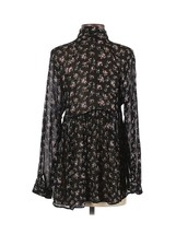 Blu Moon Long Sleeve Sheer Black Floral Blouse Women&#39;s Size Small - £19.46 GBP