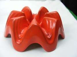 Vintage Frankoma Pottery Red Orange WA 3 1 Hole Warmer for Casserole or ... - €34,67 EUR