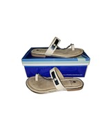 White Mountain Footwear 7.5 Rialto Zoria Toe Loop Sandal Cream Fabric  - $18.62