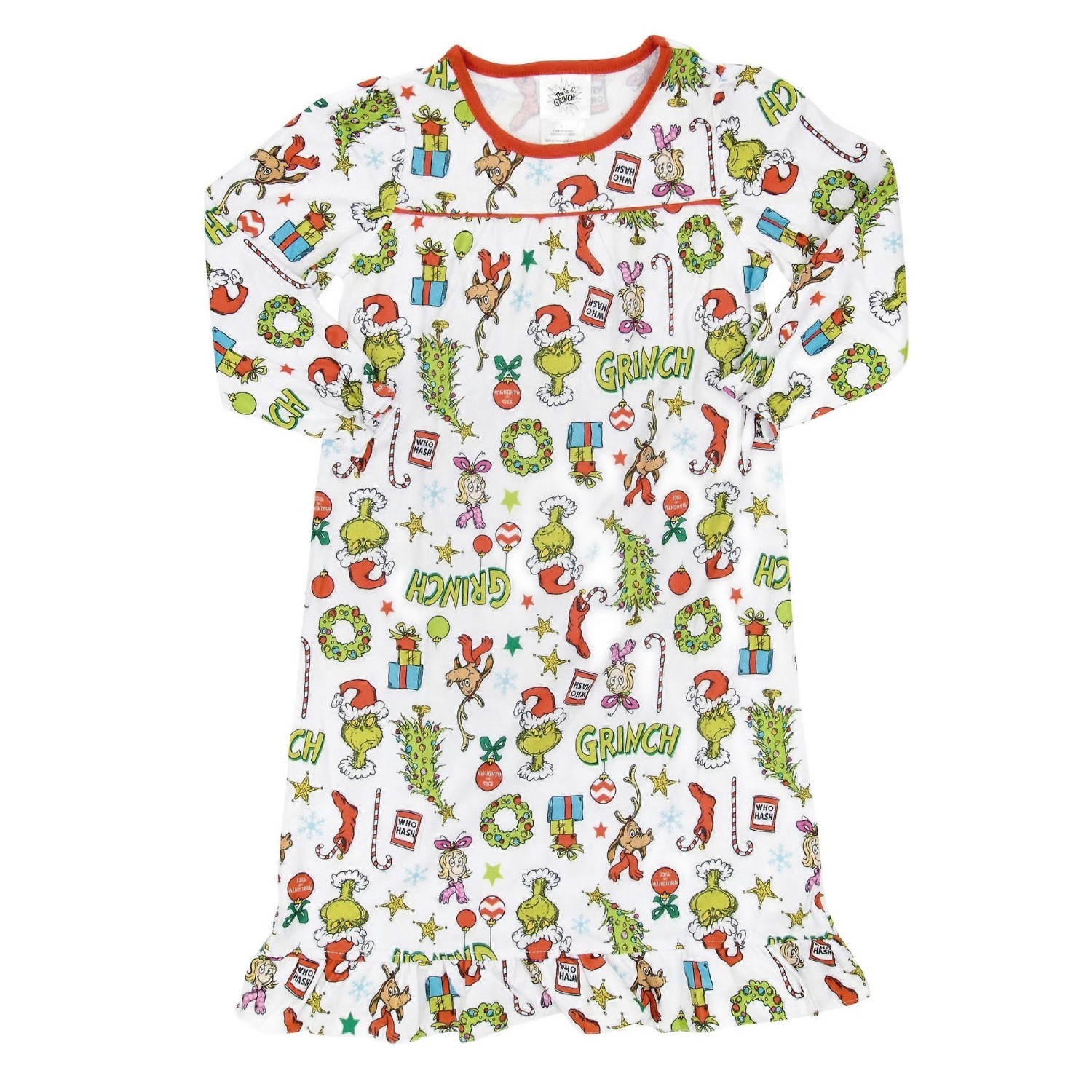 Dr. Seuss The Grinch Girl's Flannel Christmas Character Print Nightgown ...