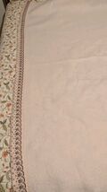 Vintage Blanket Acrylic Embroidered Floral Satin Trim 74&quot; x 91&quot; Cream - $40.00