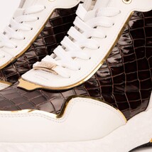 Bellagio White & Gold Leather High-Top Men Sneaker image 3