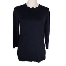 41 Hawthorn Sweater Small Black Seena Scalloped Knit S - $29.00