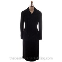 Vintage Suit Womens Lynn Hayes Black Wool Cool Mod Lining Double Breasted S - $246.51