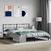 Metal Bed Frame without Mattress with Headboard Black 72"x83.9" - $4,190.94 MXN