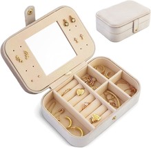 Ivory Plush Velvet Travel Jewelry Box Organizer | Travel Jewelry Organizer, - £25.67 GBP