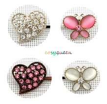 4 Pack Silver Pink White Butterfly Heart Swarovski Element Crystal Bobby Pins - $9,999.00