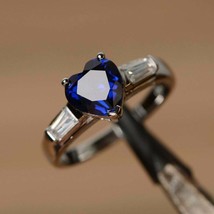925 Sterling Silver Certified Handmade 5 Ct Sapphire Stone Valentines Day Ring - £43.20 GBP