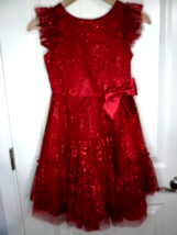 Jona Michelle Red Glittery Sparkly Girl’s Dress size 10 Girls PRETTY! - £18.57 GBP