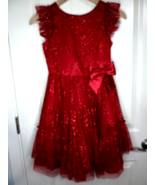 Jona Michelle Red Glittery Sparkly Girl’s Dress size 10 Girls PRETTY! - $32.48 CAD