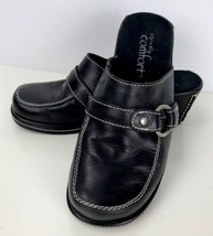 Strictly Comfort Women’s Size 6M Black Leather Mules Slip On Clog 026-2039 - $29.99